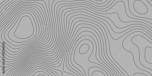 Topography black wave line contour map background design. gray background and black line background. modern design Imitation geographical map vector illustration.