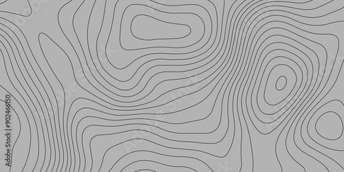 Topography black wave line contour map background design. gray background and black line background. modern design Imitation geographical map vector illustration.