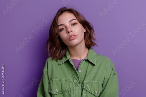 Portrait of a woman wearing a green jacket and posing for the camera