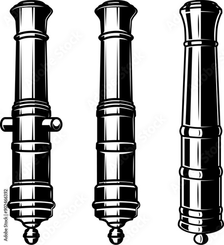 Set of ancient cannons. Design element for logo, lbel, sign.