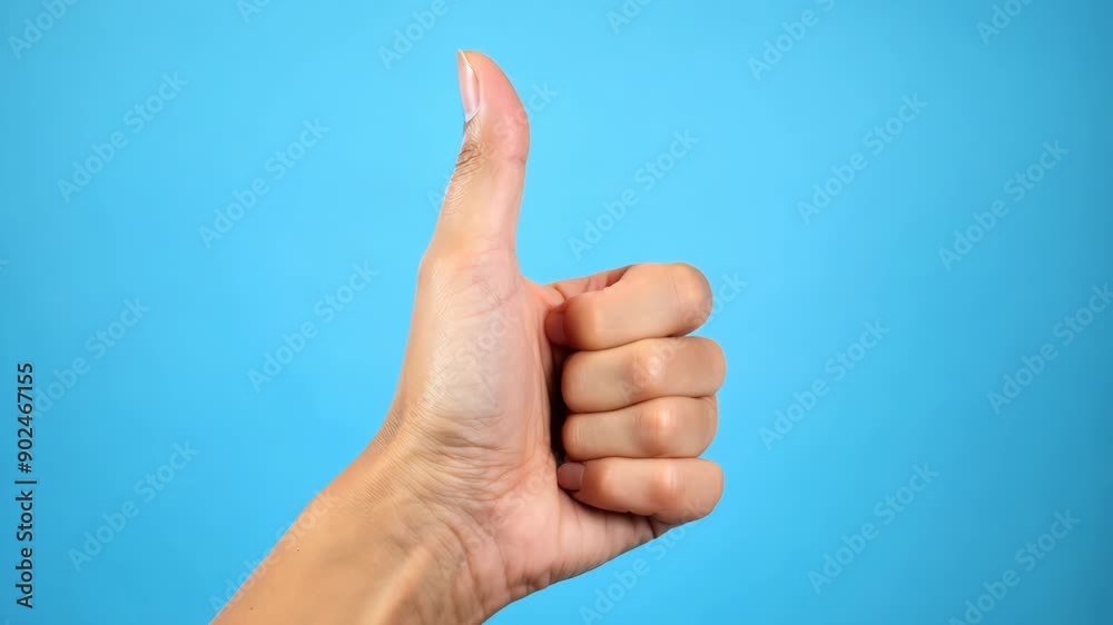 Thumbs Up Hand Gesture on Blue Background Thumbs Up Hand Gesture on Blue Background