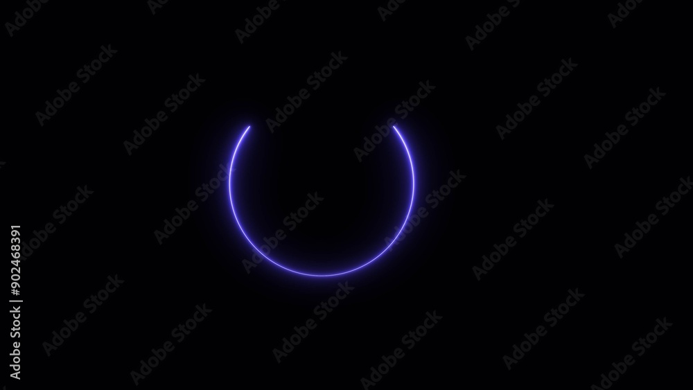 circle loading ber neon bright frame purple color 4k illustration on black background.