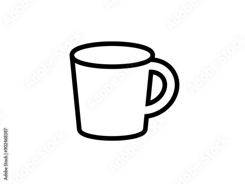 フラットなコーヒーカップアイコンE：黒線