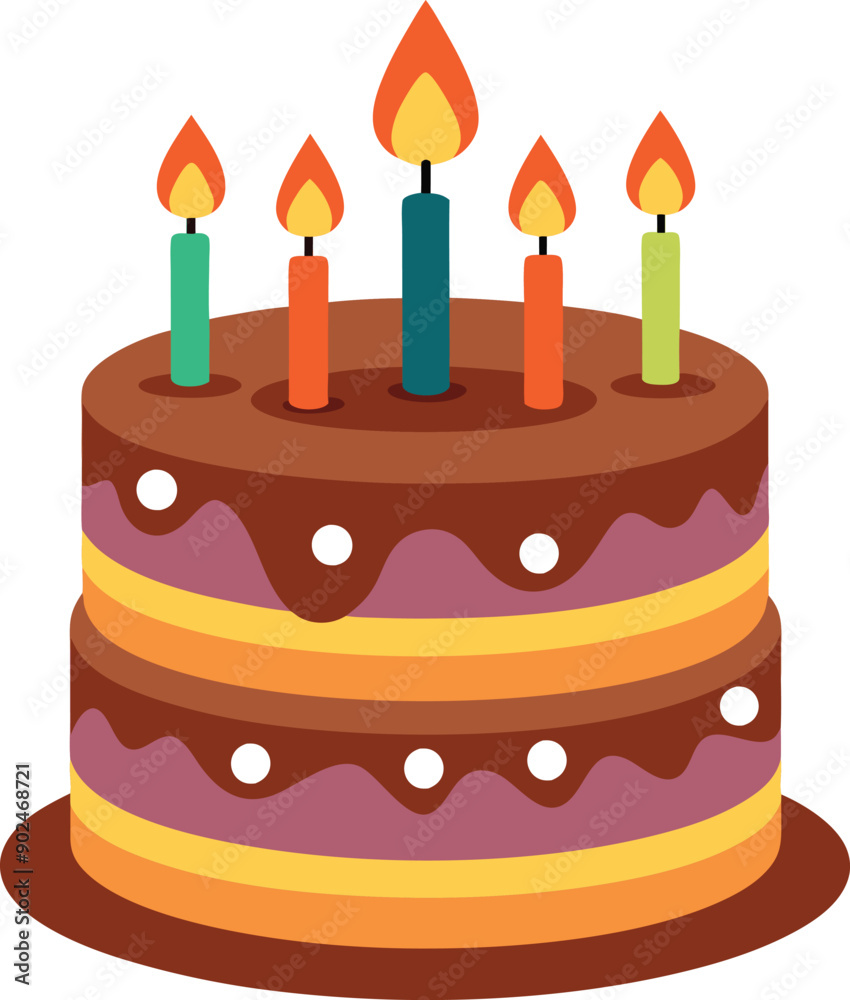 Birthday chocolate cake with colorful candle Birthday chocolate cake with colorful candle