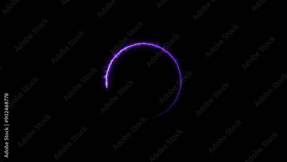 circle loading ber neon bright frame purple  color 4k illustration on black background.