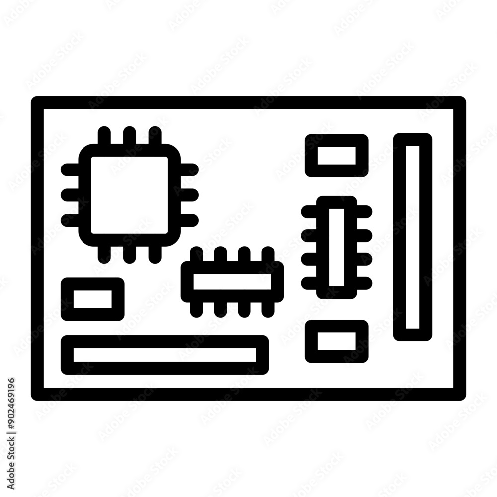 Mother board Vector Line Icon Design Mother board Vector Line Icon Design
