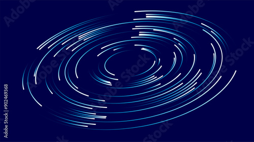 Abstract vortex, circular swirl lines. Star trails around in the night sky.
