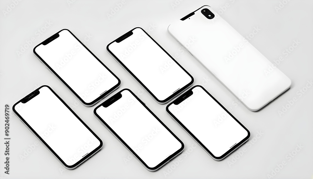 black smartphones on a whote background mockup 3 black smartphones on a whote background mockup 3
