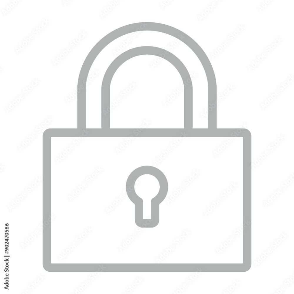 lock Vector Line Grey Icon Design lock Vector Line Grey Icon Design