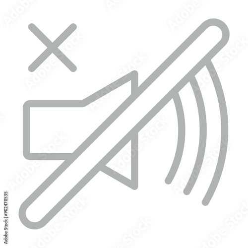 mute Vector Line Grey Icon Design