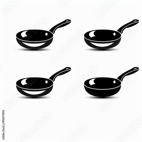 Frying pan icon, empty nonstick cookware sign, non stick symbol skillet, saucepan emblem, pan isolated