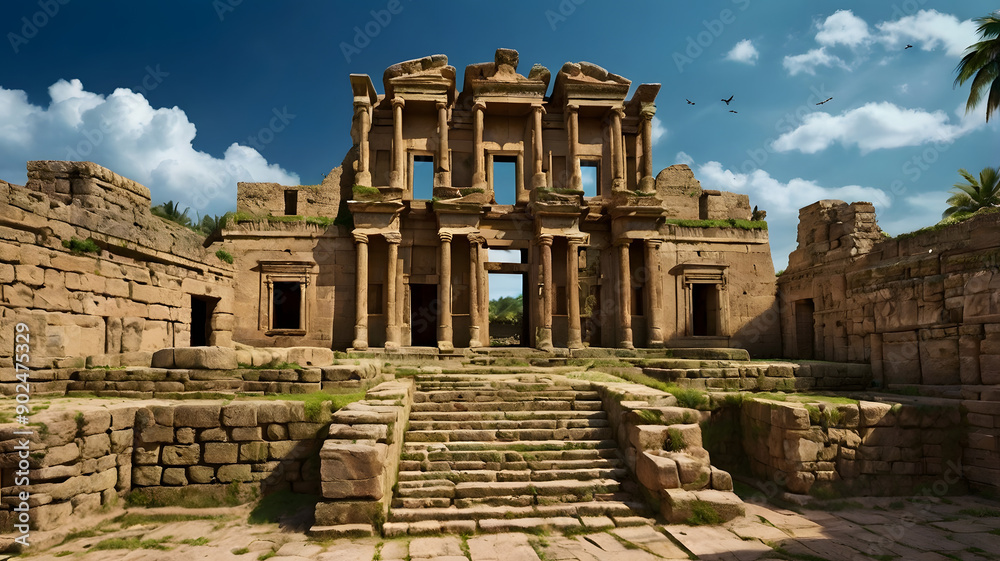 Naklejka premium ruins of ancient roman theatre, ai generated