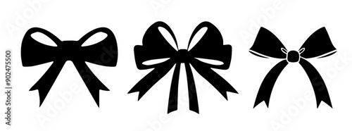 Decorative Bow Silhouette Set vector