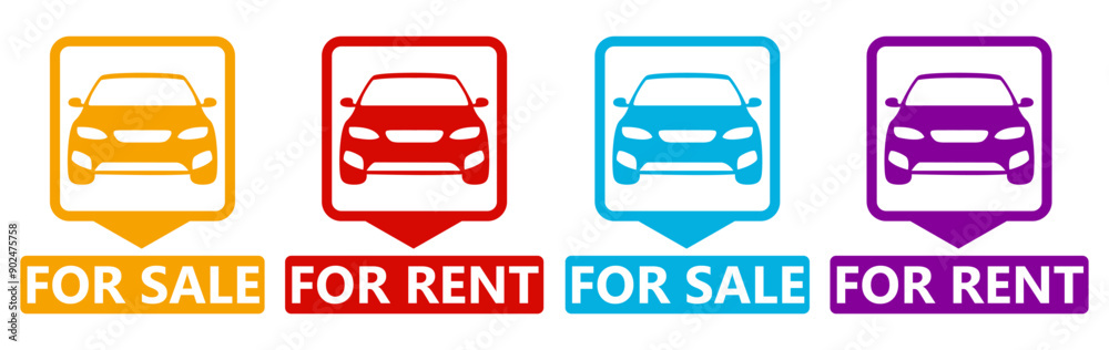 set vector car sales signs icon labels. automobile for sale and rent sign. dealership symbol design template vector illustration set vector car sales signs icon labels. automobile for sale and rent sign. dealership symbol design template vector illustration