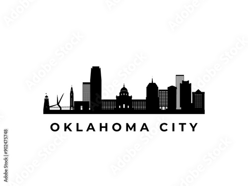 Vector Oklahoma City skyline. Travel Oklahoma City famous landmarks. Business and tourism concept for presentation, banner, web site.