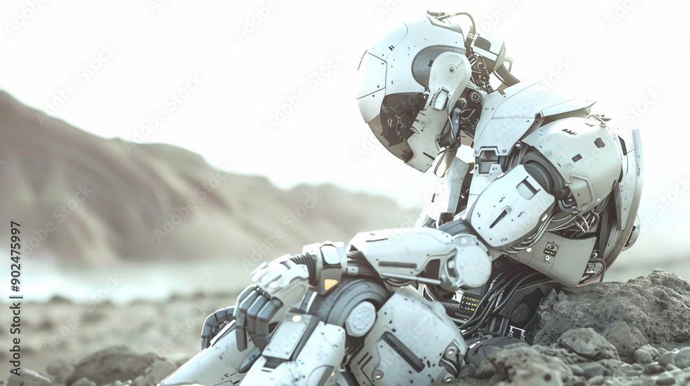 Fototapeta premium AI assisting in the colonization and exploration of Mars with advanced robotics.