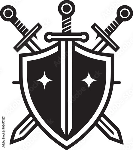 Sword Shield vector silhouette illustrtion logo art