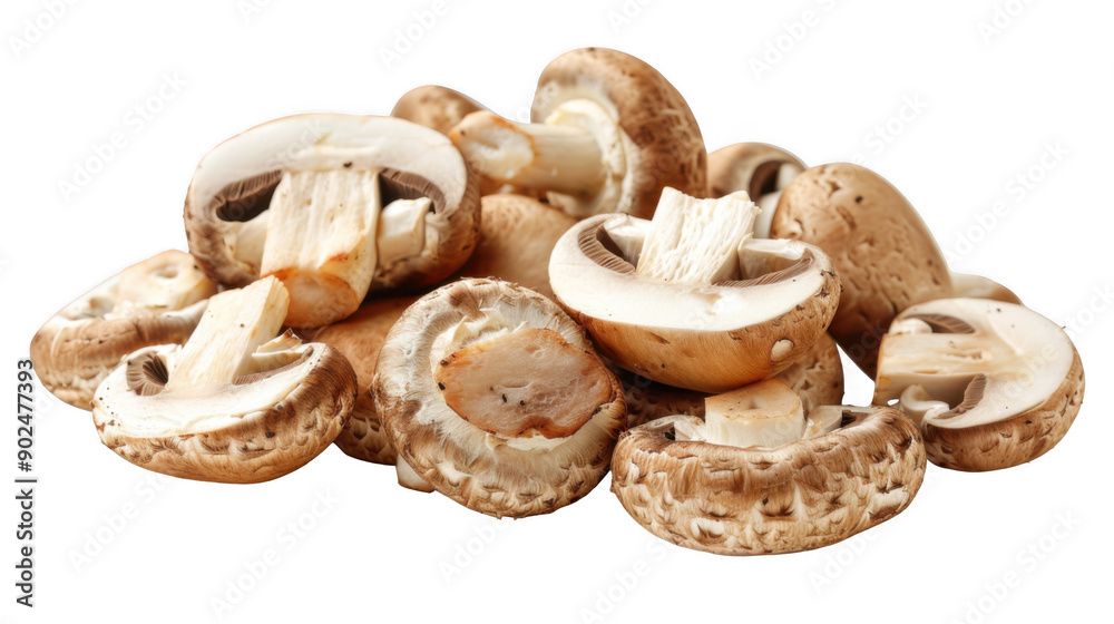 Fresh Cremini Mushrooms: A cluster of fresh, earthy cremini mushrooms, perfectly arranged against a pristine white backdrop. Their brown caps and white stems are a visual delight Fresh Cremini Mushrooms: A cluster of fresh, earthy cremini mushrooms, perfectly arranged against a pristine white backdrop. Their brown caps and white stems are a visual delight