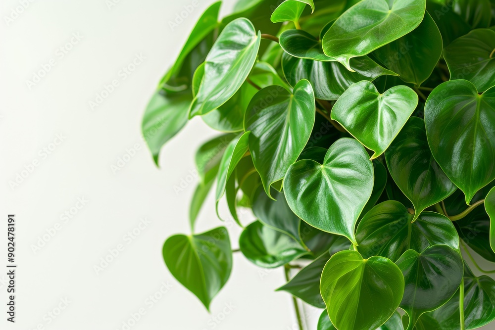Fototapeta premium Heart-leaf Philodendron (Philodendron hederaceum)in Flowerpot Closeup, Philodendron Macro House Plant