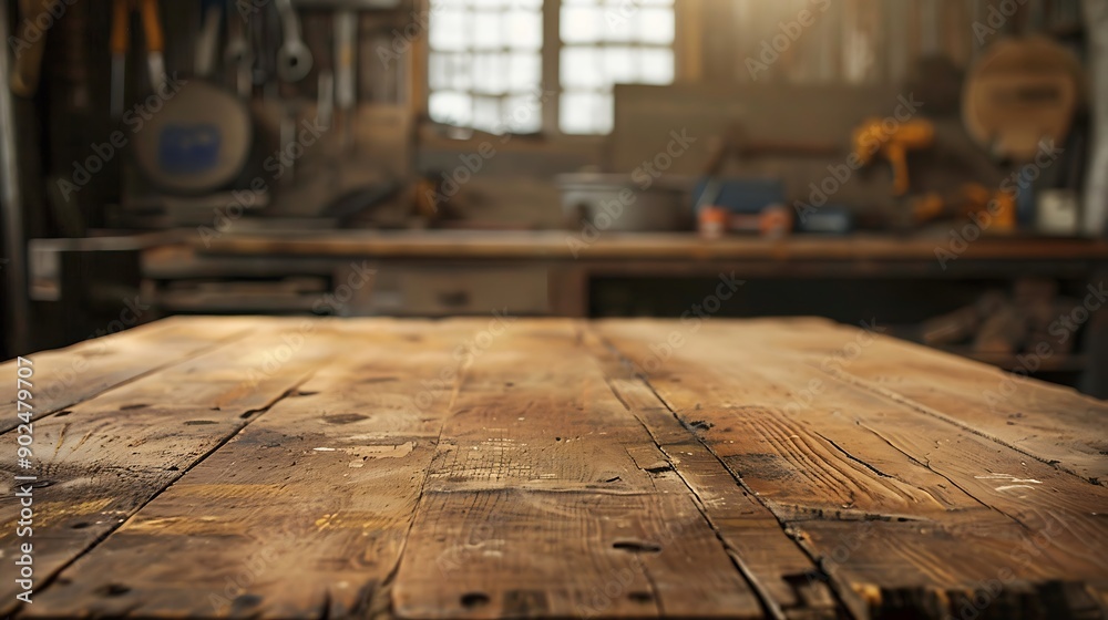Rustic Wooden Tabletop in Workshop Rustic Wooden Tabletop in Workshop