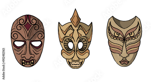 Tribal Masks Vector Illustration collection