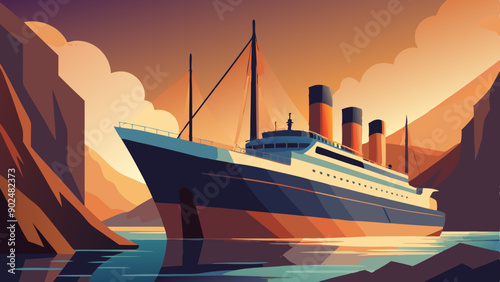 Vintage Titanic Ship Vector Illustration for Design Projects