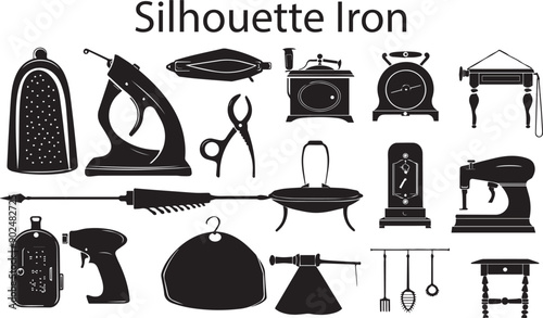Flat Black Silhouette Iron Vector Art Bundle
