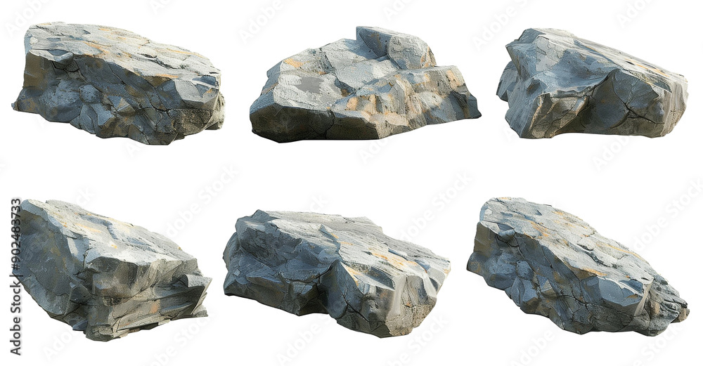 Hard rock stone shape transparent background 3d rendering, PNG