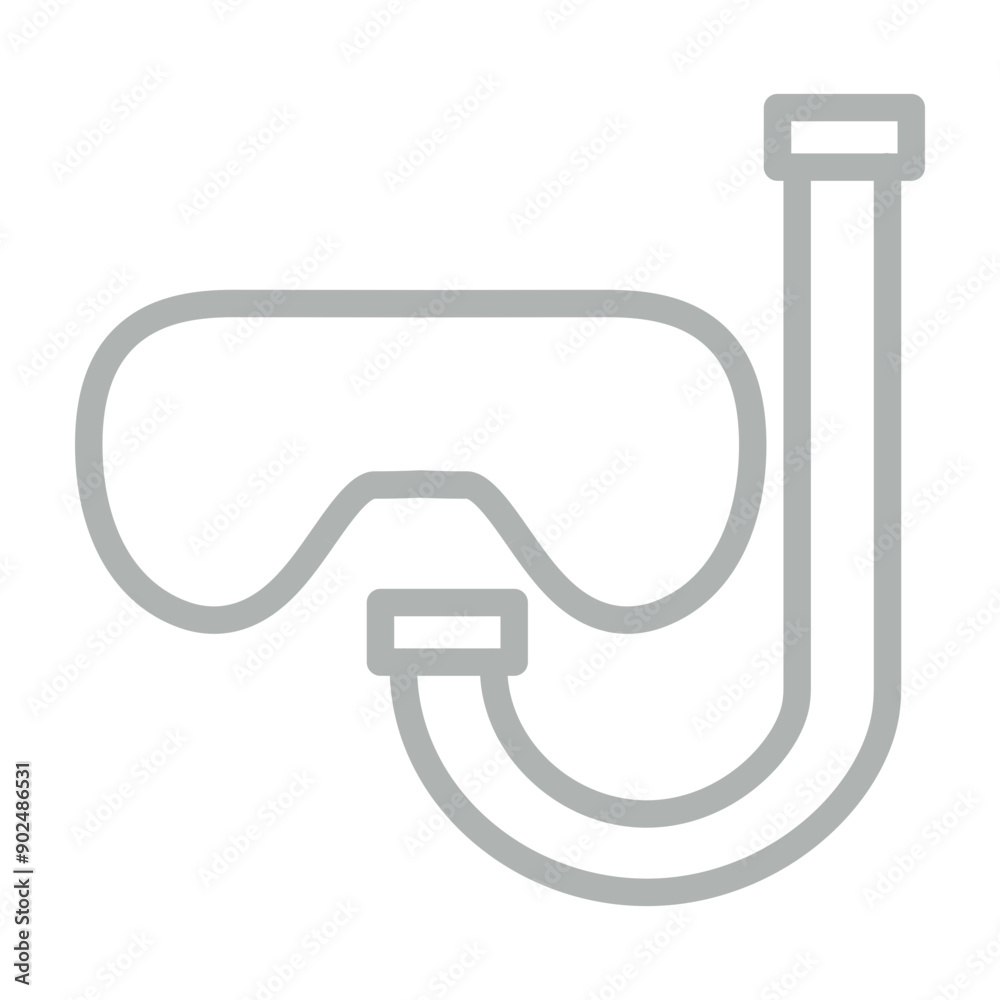 Snorkel Vector Line Grey Icon Design Snorkel Vector Line Grey Icon Design