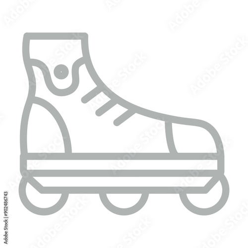Rollerblades Vector Line Grey Icon Design