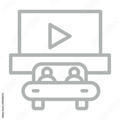 Outdoor Cinema Vector Line Grey Icon Design