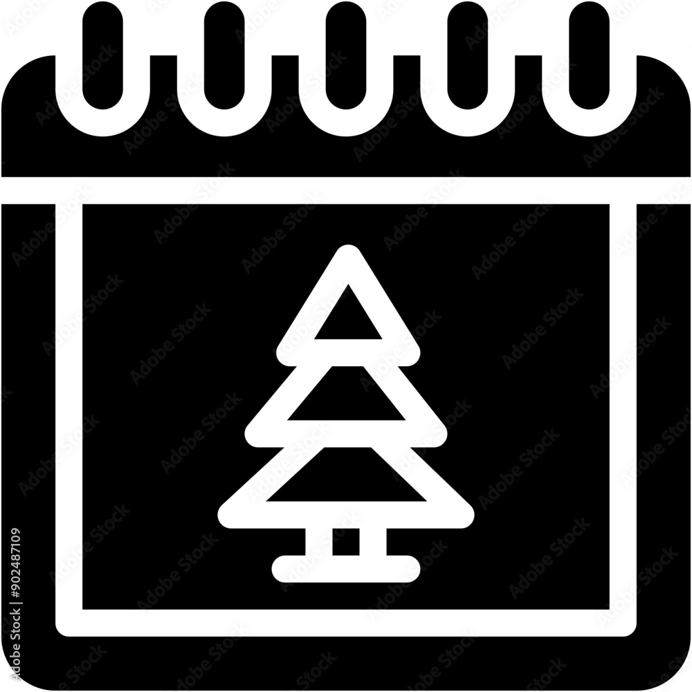Fototapeta premium Vector Icon Christmas, Calendar, Time And Date, Tree, Wood