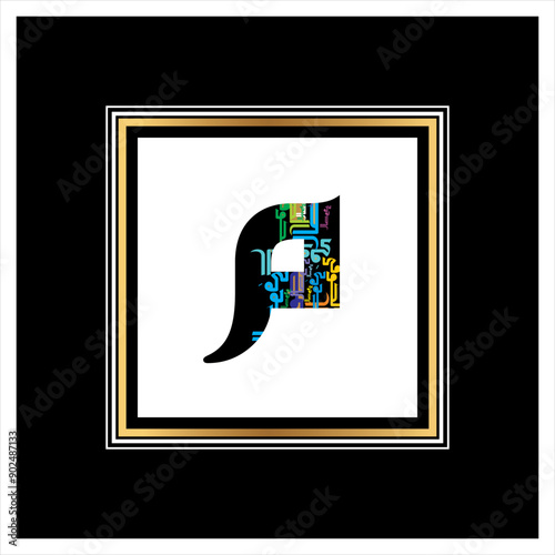 Arabic Calligraphy Alphabet letters or font in Arabic Kufi, Thuluth, Riqqa style, Stylized Multicolor Islamic calligraphy elements on multi colors on black background, 