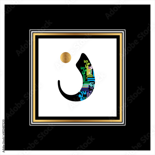 Arabic Calligraphy Alphabet letters or font in Arabic Kufi, Thuluth, Riqqa style, Stylized Multicolor Islamic calligraphy elements on multi colors on black background, 