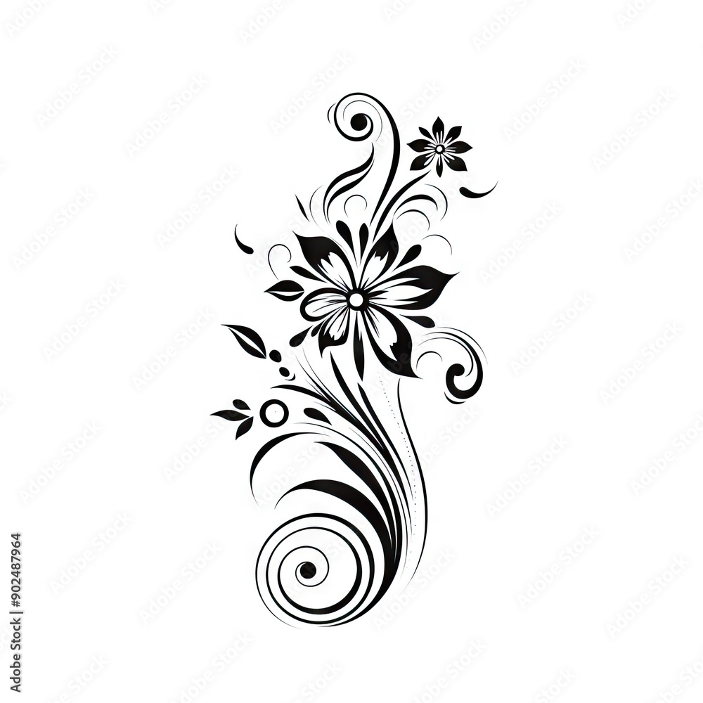 Abstract flowers with leaves AI generative illustration Abstract flowers with leaves AI generative illustration