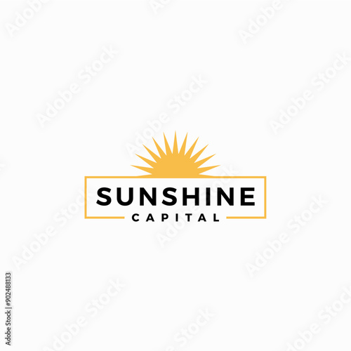 sunshine sun light bright sunrise sunset logo vector icon illustration