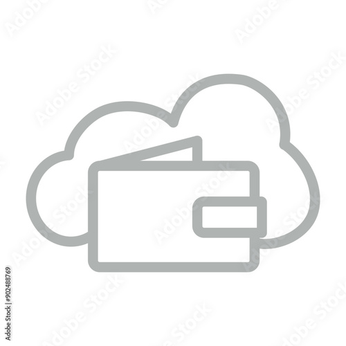 Ewallet Vector Line Grey Icon Design