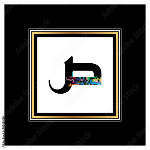 Arabic Calligraphy Alphabet letters or font in Arabic Kufi, Thuluth, Riqqa style, Stylized Multicolor Islamic calligraphy elements on multi colors on black background, 