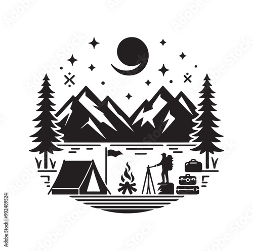 Camping set vector illustration icon