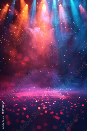 Colorful Disco Lights and Bokeh Background