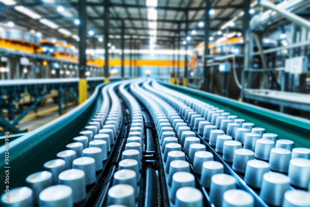 Fototapeta premium The Modern Industrial Conveyor Belt is currently in motion, showcasing its operational prowess