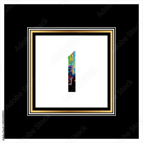 Arabic Calligraphy Alphabet letters or font in Arabic Kufi, Thuluth, Riqqa style, Stylized Multicolor Islamic calligraphy elements on multi colors on black background, 
