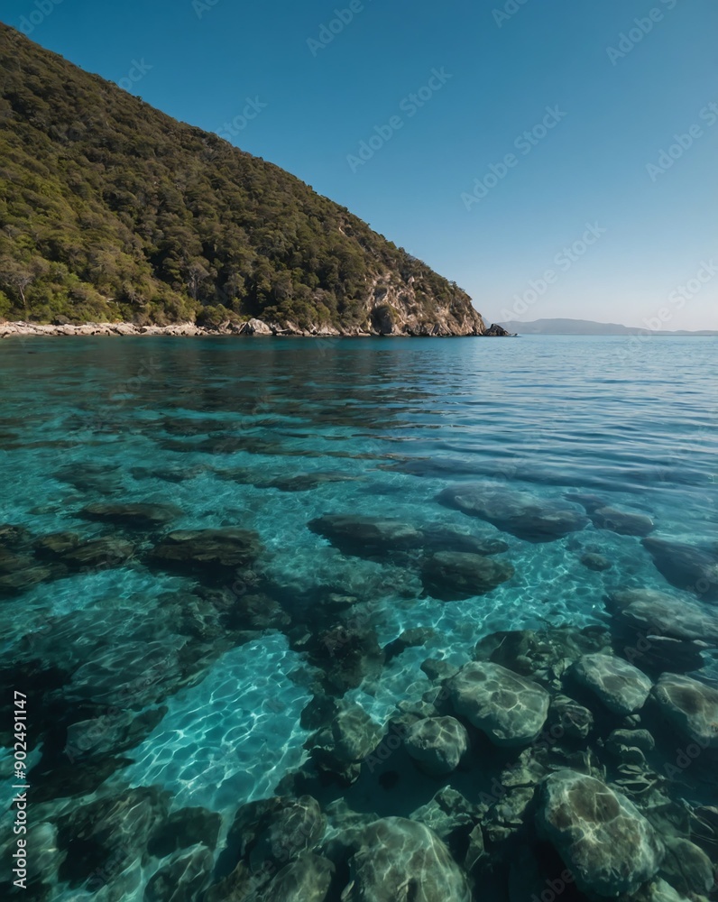 bay with crystal clear water backgroundvertical background vertical shot bay with crystal clear water backgroundvertical background vertical shot