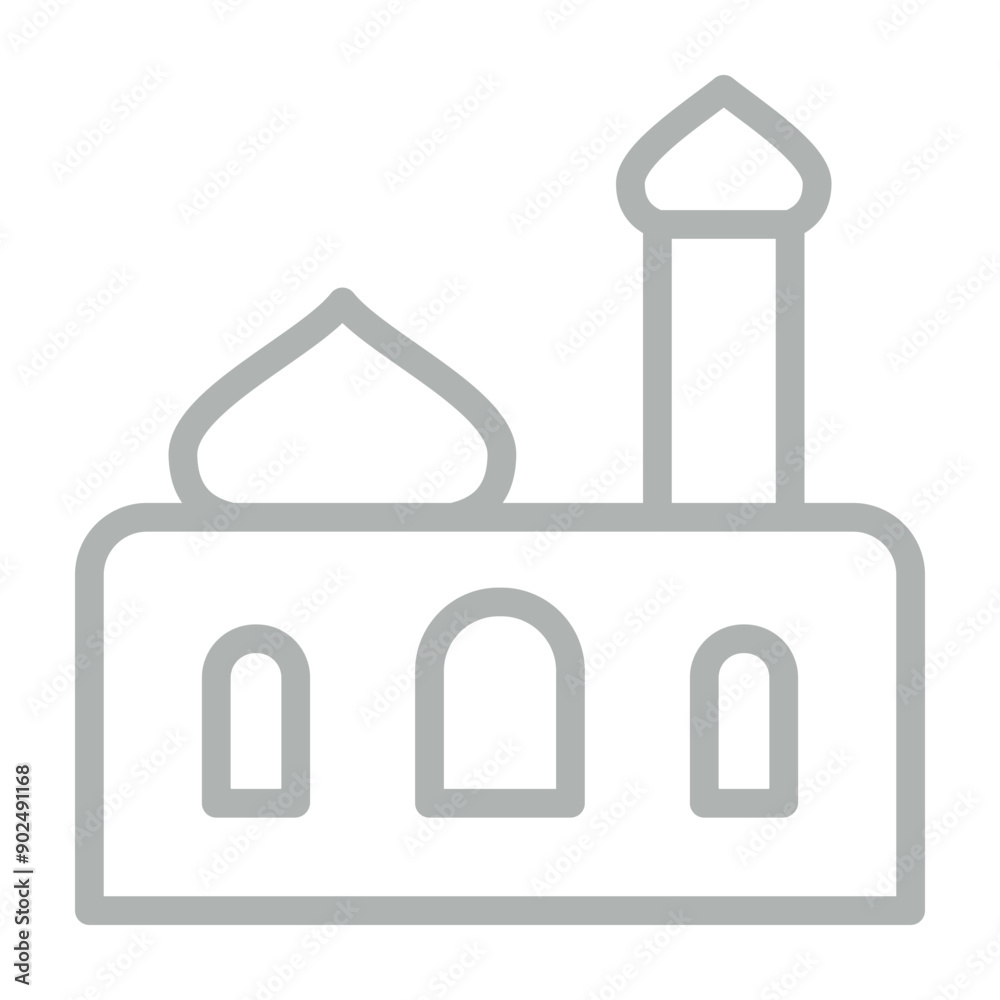 mosque silhouette Vector Line Grey Icon Design