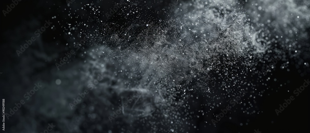 Overlay of soot particles, on black background, Generative AI Overlay of soot particles, on black background, Generative AI