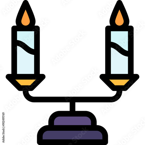 Vector Icon Candle, Esoteric, Fire, Magic, Fortune Teller