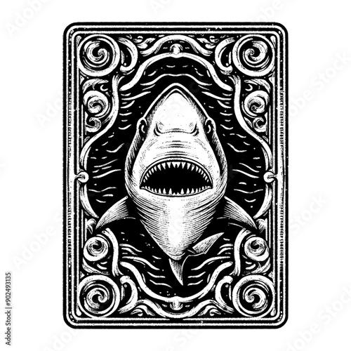 shark card and ornamental design 