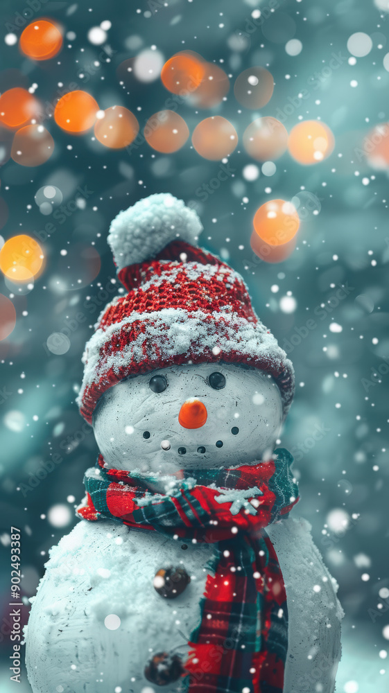Charming Snowman in Snowfall