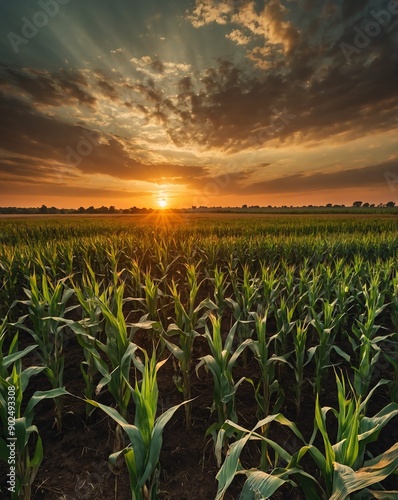 cornfield under the sunset sky backgroundvertical background vertical shot