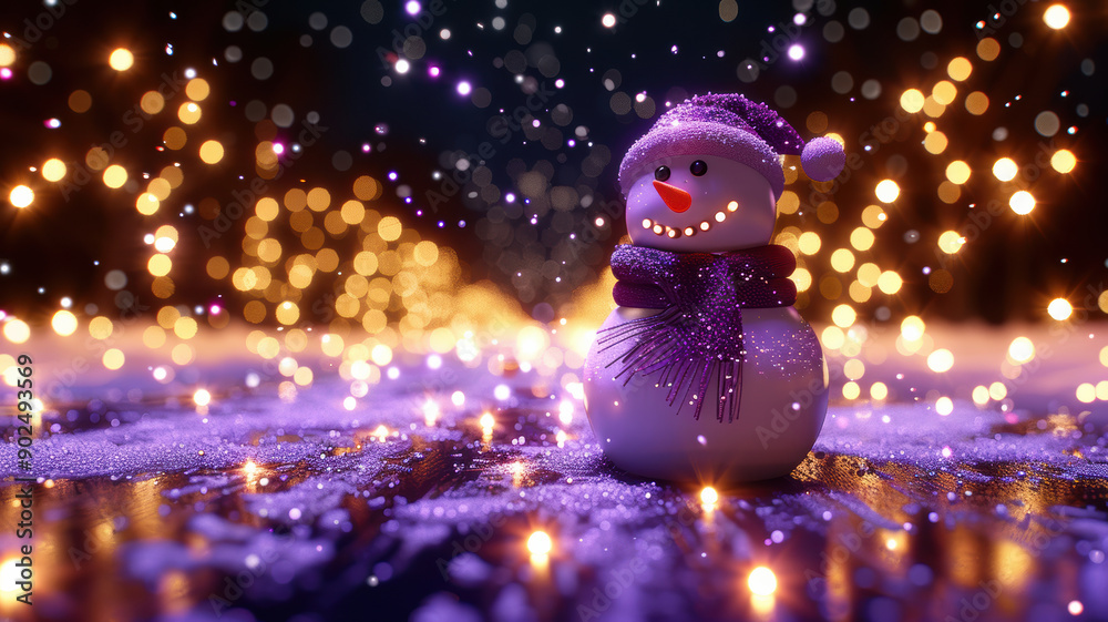 Fototapeta premium Winter Scene with Cute Snowman